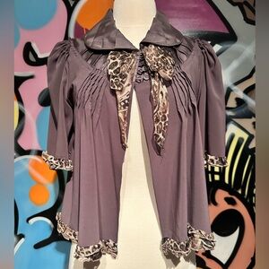 Rebecca Thompson swing jacket with leopard trim